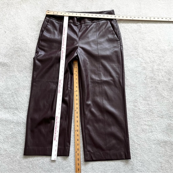 CHICO’S BURGUNDY WINE RED LEATHER CROPPED PULL ON PANTS SIZE 2.5/14 TRENDY - Picture 6 of 7